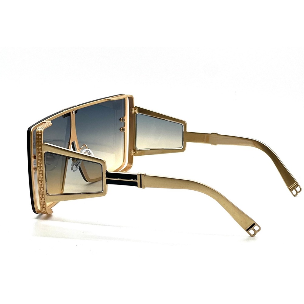 Sunglasses Gold Frame Green Gradient Lens Oversized Fashion Luxury Party Shades - Picture 9 of 13